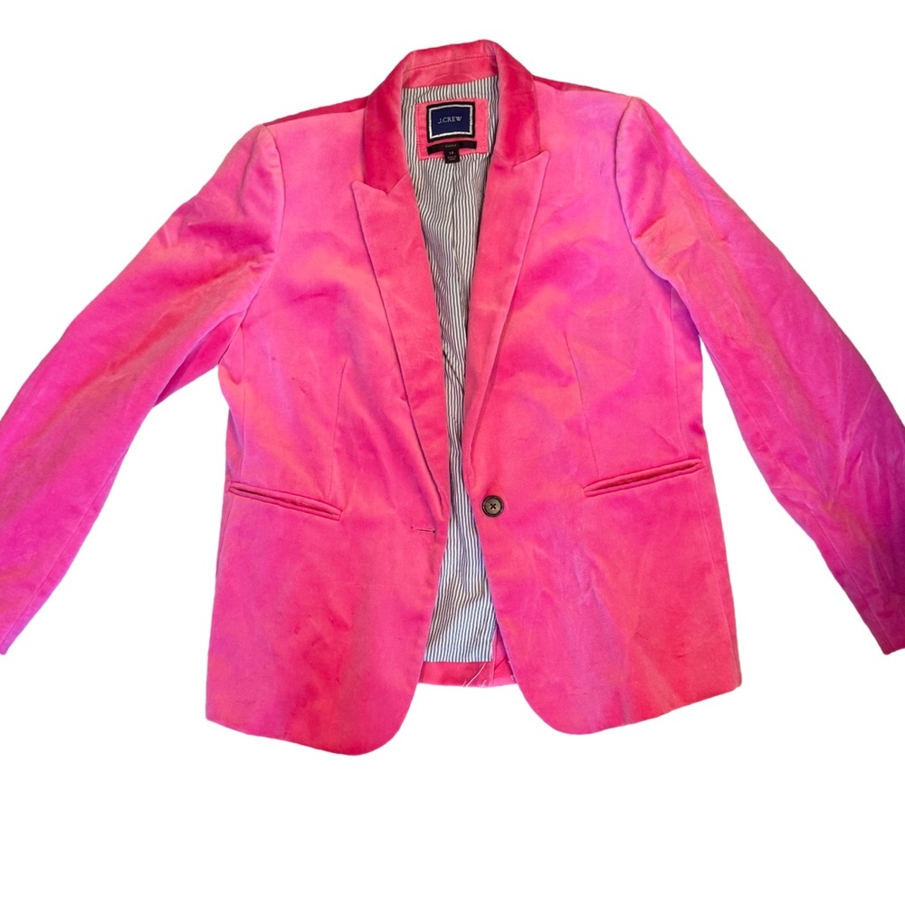 J.Crew Parke Pink Velvet Blazer Size 14 Statement Jacket